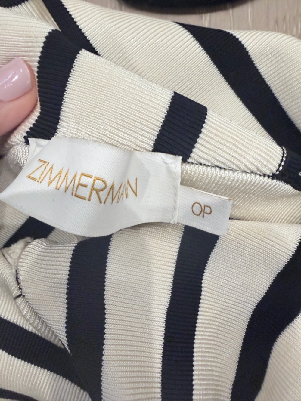 Zimmermann Cream and Black Striped Knit Dress - Picture 3 of 4